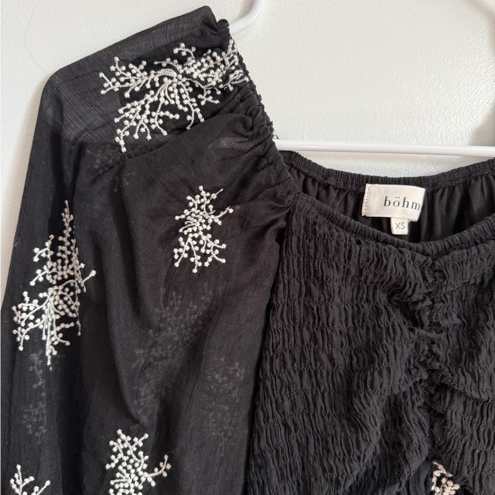 Black Shirt with White Embroidery
